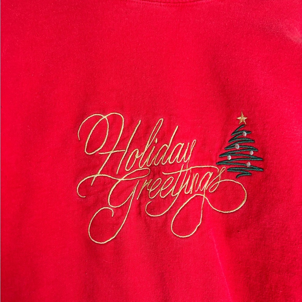 Vintage Gildan Red Festive Holiday Sweatshirt - Picture 2 of 6